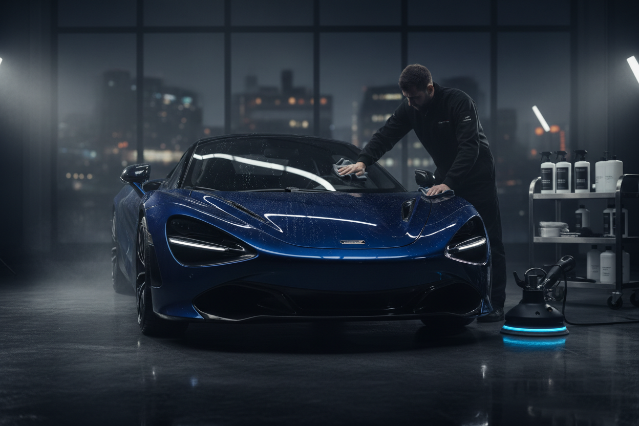 Banner de detailing automotriz profesional